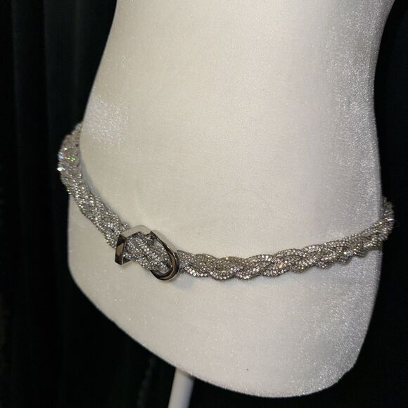 Crystal Rhinestone Braided Sash Belt - Picture 2 of 8